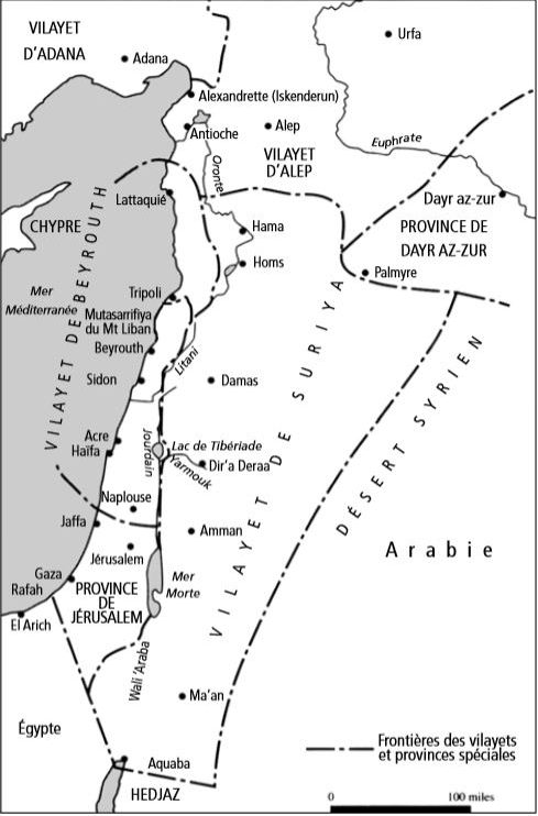 Carte 20 La Syrie sous la domination ottomane (d’après D. Pipes, Greater Syria, Oxford University Press, 1990).